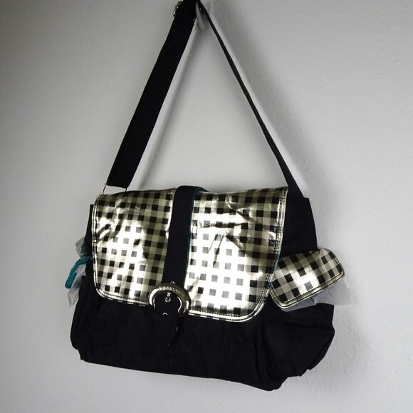 Kalencom Baby Diaper Bag Infant Black Gold + Bottle Bag Zip Pouch Changing Pad - Picture 5 of 13